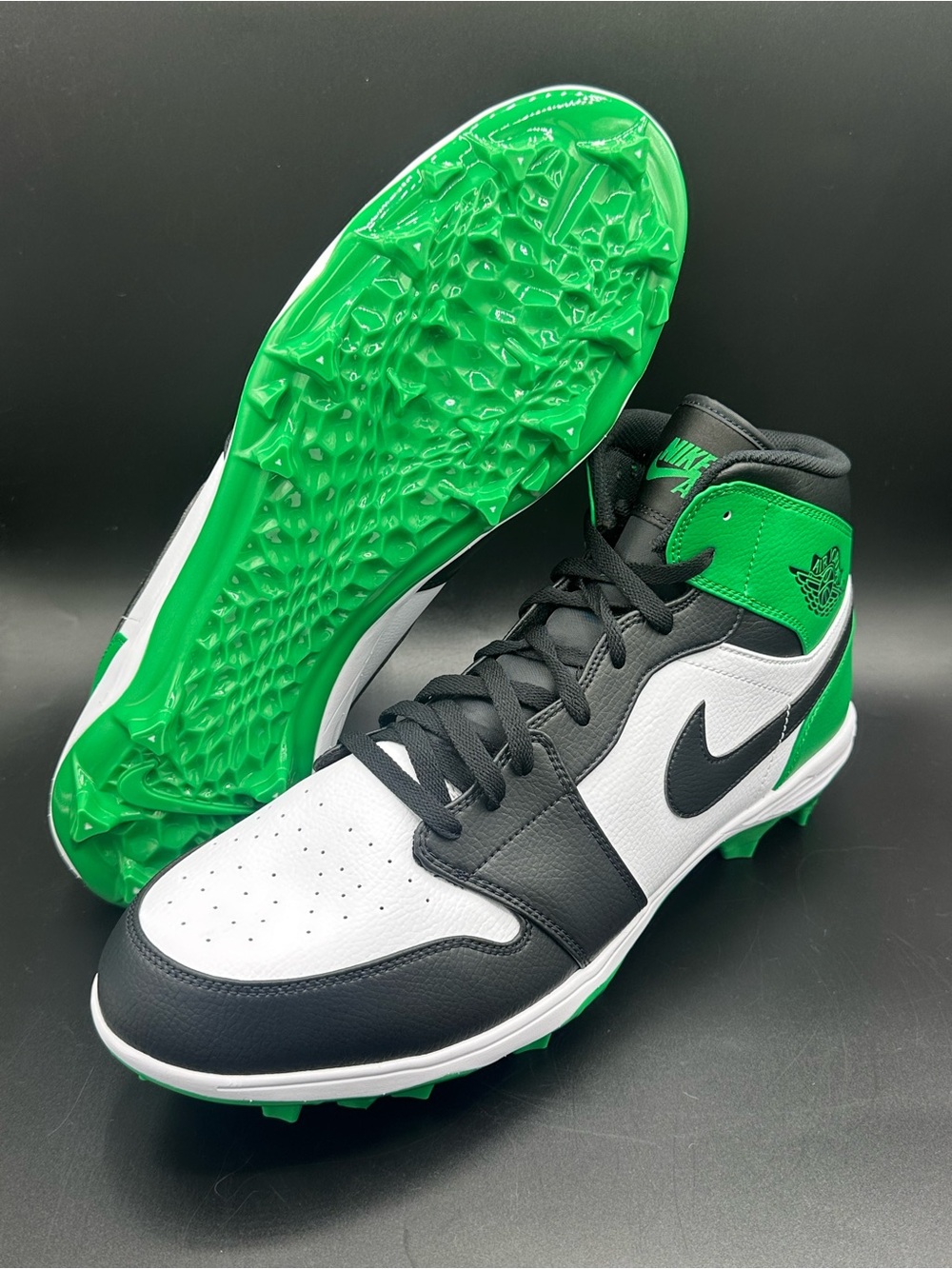 Nike Air Jordan 1 Mid TD "Lucky Green Pack" Football Cleats FJ6805-003